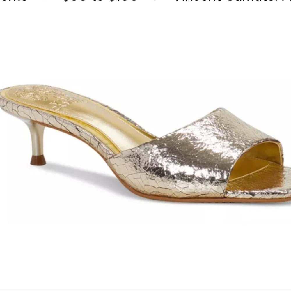 Vince Camuto Faiza Kitten Heeled Gold Metallic Heels Size 9m